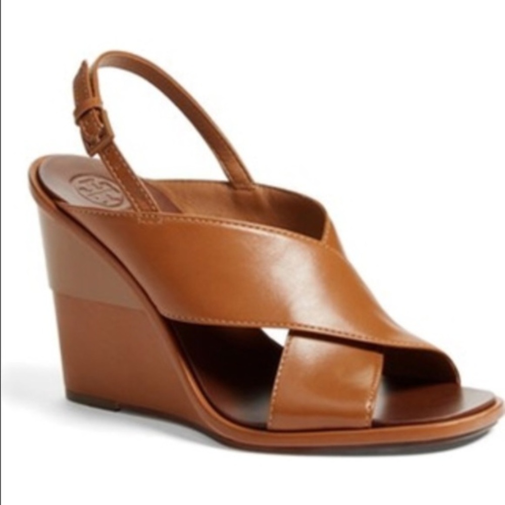 Tory Burch Gabrielle brown leather Wedge Sandals